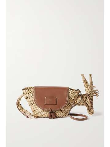 ANYA HINDMARCH Basket Donkey small raffia and leather shoulder bag