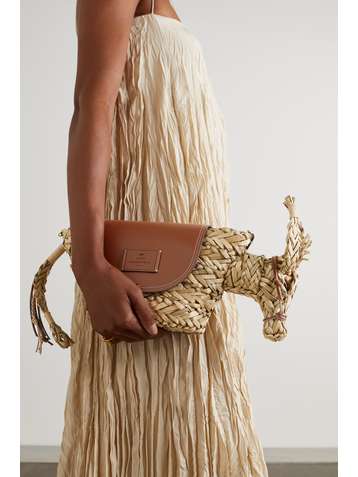 ANYA HINDMARCH Basket Donkey small raffia and leather shoulder bag