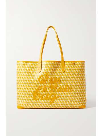 ANYA HINDMARCH + NET SUSTAIN I Am A Plastic Bag large leather-trimmed printed coated-canvas tote