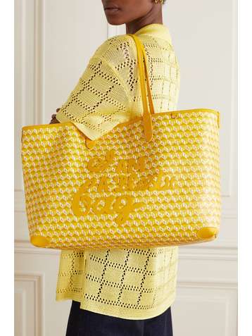 ANYA HINDMARCH + NET SUSTAIN I Am A Plastic Bag large leather-trimmed printed coated-canvas tote