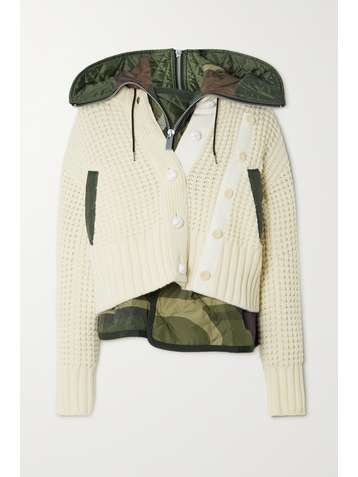 SACAI + KAWS convertible ribbed wool-blend and quilted shell jacket