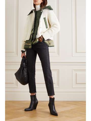 SACAI + KAWS convertible ribbed wool-blend and quilted shell jacket