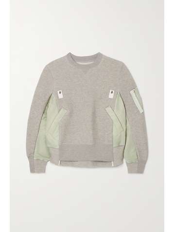 SACAI Cotton-jersey and shell sweatshirt