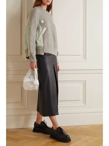 SACAI Cotton-jersey and shell sweatshirt