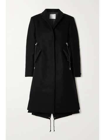 SACAI Paneled wool and shell coat