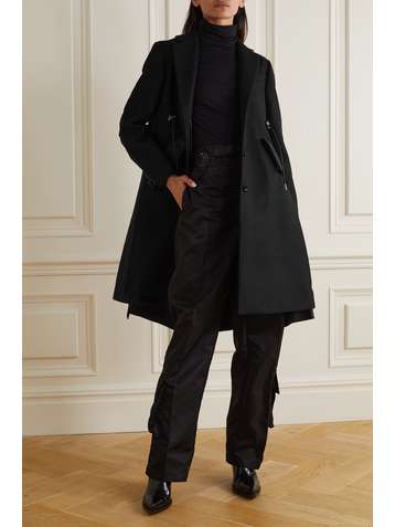 SACAI Paneled wool and shell coat