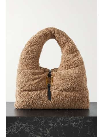 MONCLER Snow Tote aus wattiertem Shearling-Imitat mit Lederbesätzen