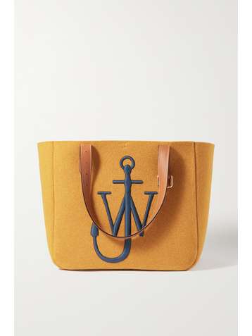 JW ANDERSON Belt medium leather-trimmed embroidered felt tote