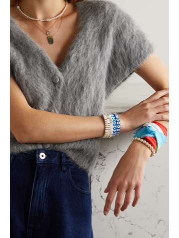 ROXANNE ASSOULIN Lot de trois bracelets en émail et métal doré Triple Creme