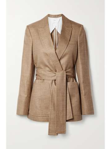 CASASOLA Blazer en laine, soie et lin mélangés à ceinture Giorgio