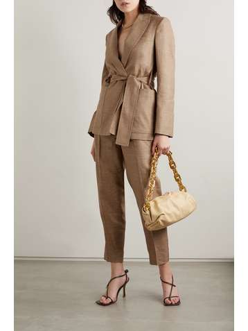 CASASOLA Blazer en laine, soie et lin mélangés à ceinture Giorgio