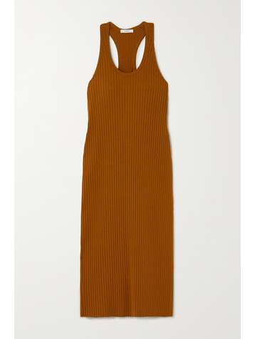 VINCE Robe midi en mailles côtelées