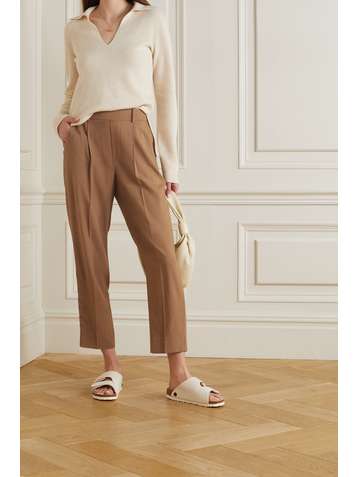 VINCE Pleated twill tapered pants