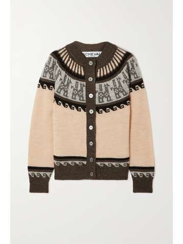 ÀCHEVAL PAMPA Cardigan en poil de lama et laine mélangés intarsia Norte