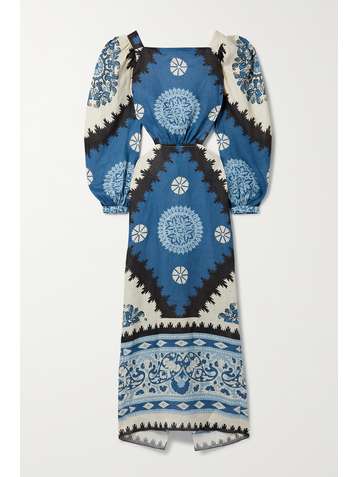 JOHANNA ORTIZ + NET SUSTAIN Glorious Rivers cutout printed linen dress