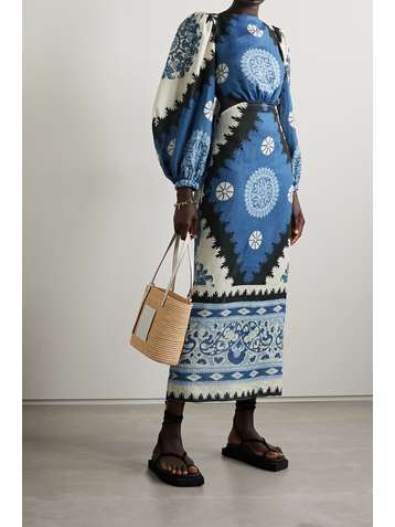 JOHANNA ORTIZ + NET SUSTAIN Glorious Rivers cutout printed linen dress