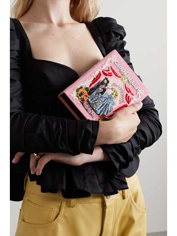 OLYMPIA LE-TAN Pochette en toile à broderies et à appliqués Cinderella