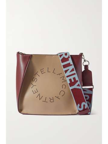 STELLA MCCARTNEY Mini perforated two-tone vegetarian leather shoulder bag