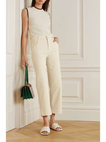 LORO PIANA Cropped stretch-cotton gabardine wide-leg pants