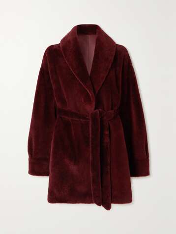 LORO PIANA Reversible belted shearling coat