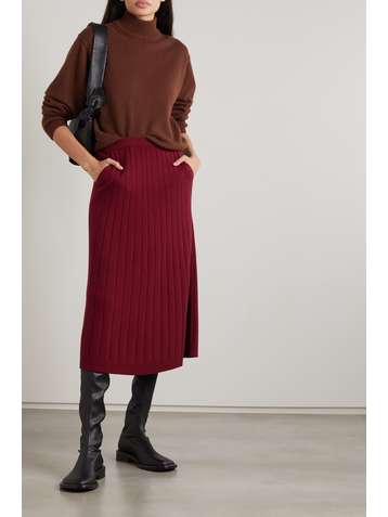 LORO PIANA Ribbed cashmere skirt