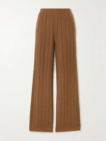 LORO PIANA Ribbed cashmere wide-leg pants