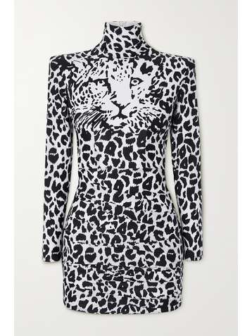 ALEX PERRY Ryan leopard-print stretch-jersey turtleneck mini dress
