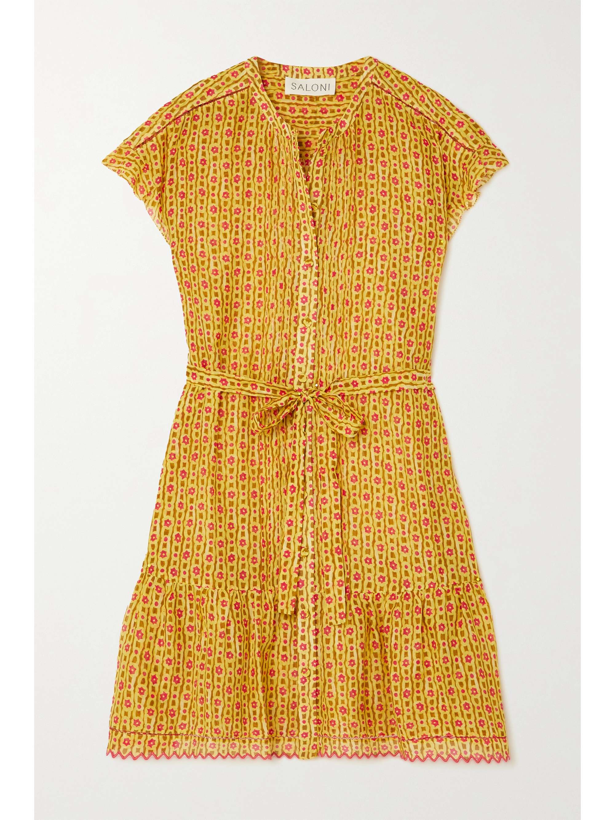 Yellow Bette belted floral-print cotton 