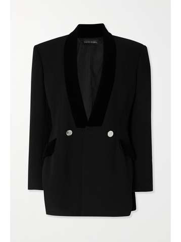 DAVID KOMA Blazer en laine à finitions en velours