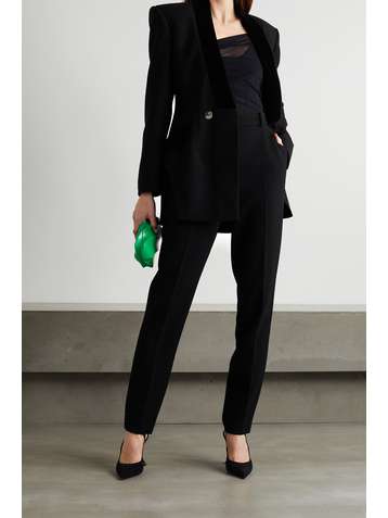 DAVID KOMA Blazer en laine à finitions en velours