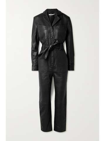 VERONICA BEARD Combi-pantalon en cuir à ceinture Loredana