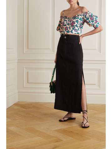 DIANE VON FURSTENBERG Margaret cold-shoulder floral-print cotton-poplin top