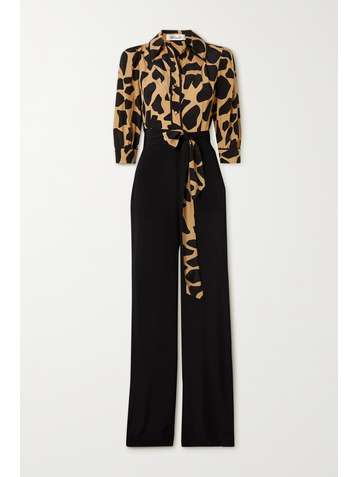 DIANE VON FURSTENBERG Blake Jumpsuit aus Crêpe mit Print und Wickeleffekt