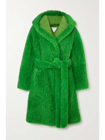 BOTTEGA VENETA Hooded belted shearling coat