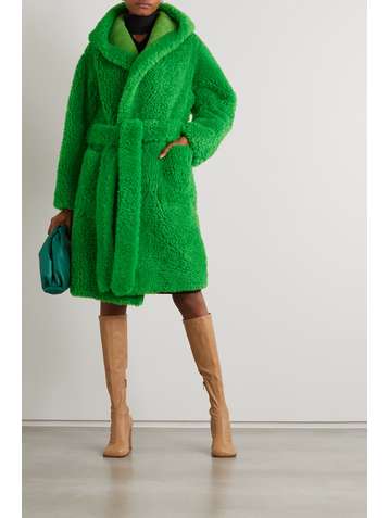 BOTTEGA VENETA Hooded belted shearling coat