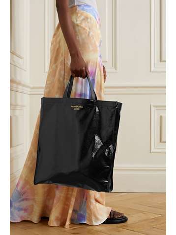 ACNE STUDIOS Leather-trimmed coated-twill tote