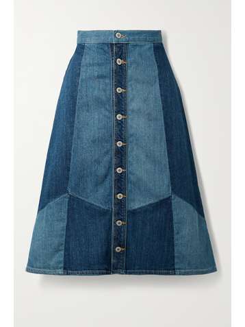 NILI LOTAN Madeline patchwork denim skirt