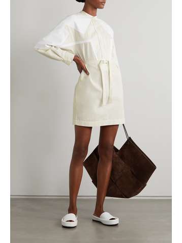 STELLA MCCARTNEY Liana belted paneled poplin mini dress