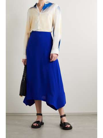 STELLA MCCARTNEY Naya asymmetric silk-crepe midi skirt