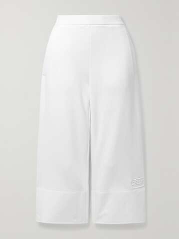 STELLA MCCARTNEY + NET SUSTAIN cropped organic cotton-poplin and jersey track pants