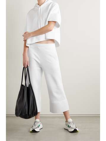 STELLA MCCARTNEY + NET SUSTAIN cropped organic cotton-poplin and jersey track pants