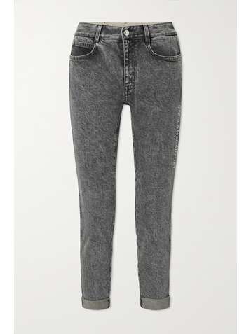 STELLA MCCARTNEY + NET SUSTAIN embroidered organic mid-rise slim-leg jeans