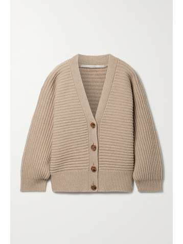 STELLA MCCARTNEY + NET SUSTAIN ribbed recycled cashmere and wool-blend cardigan