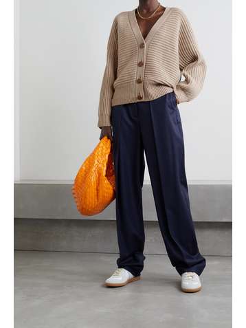 STELLA MCCARTNEY + NET SUSTAIN ribbed recycled cashmere and wool-blend cardigan