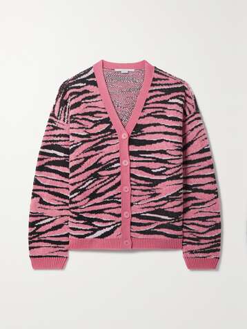 STELLA MCCARTNEY + NET SUSTAIN jacquard-knit recycled wool-blend cardigan