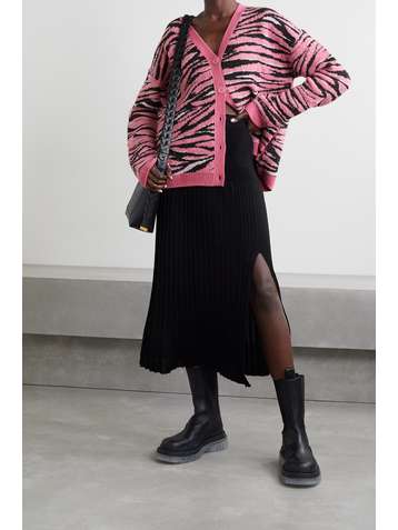 STELLA MCCARTNEY + NET SUSTAIN jacquard-knit recycled wool-blend cardigan