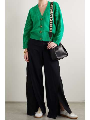 STELLA MCCARTNEY + NET SUSTAIN ribbed recycled cashmere and wool-blend cardigan