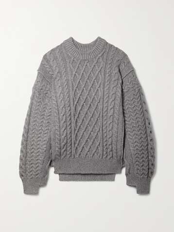 STELLA MCCARTNEY + NET SUSTAIN oversized cable-knit organic cotton-blend sweater