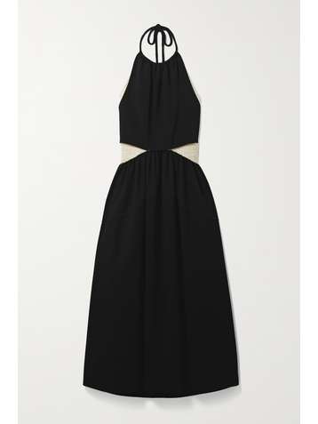 PROENZA SCHOULER Robe midi dos nu en crêpe et en tweed bouclé de coton mélangé