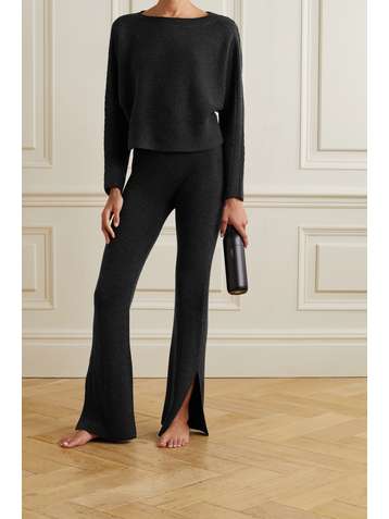 LE ORE Lodi ribbed-knit flared pants